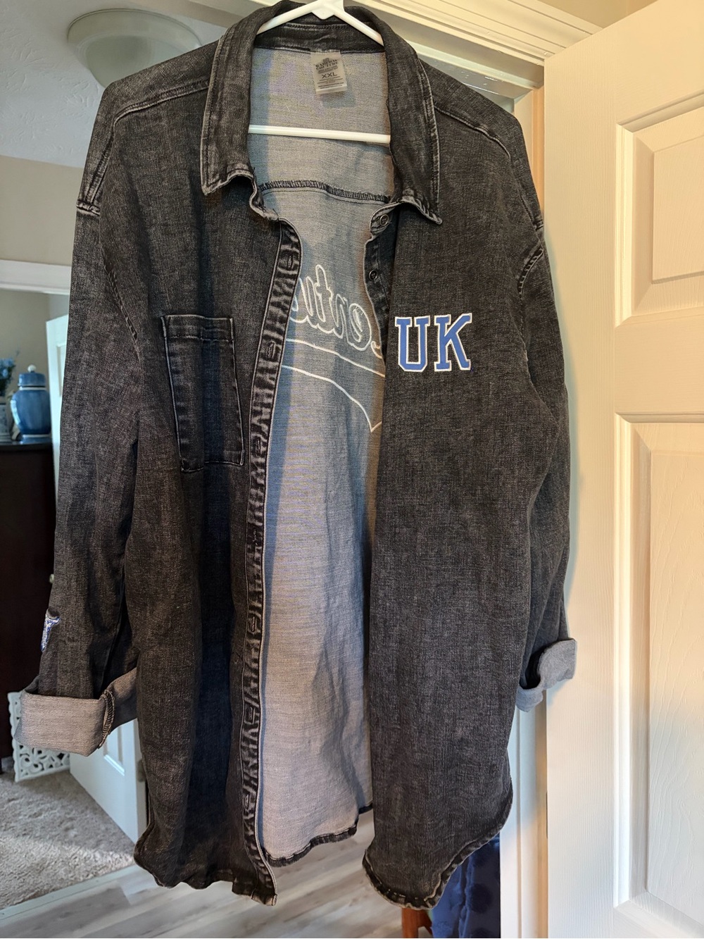 UK Embroidered Charcoal Denim Shirt Jacket